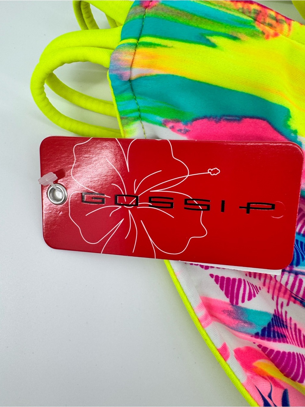 Gossip Neon Yellow Teal & Hot Pink Tie-Dye Bikini set size Large NWT - Picture 6 of 10